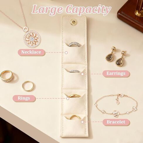 6 Pcs Mini Travel Jewelry Bag with Buckle, Foldable Mini Jewelry Travel Organizer Case for Earrings Rings Necklaces in Kuwait
