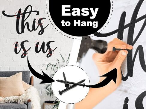 This Is Us Family Metal Wall Art Black 9.5" X 17" Couples Bedroom Decor Hanging Home Decoration Bathroom Living Room Wall Words Sign Large Letters House Wall Plaque Indoor Kitchen Wedding Wall Decorative Rustic Art Gifts (Black-2) in Saudi Arabia