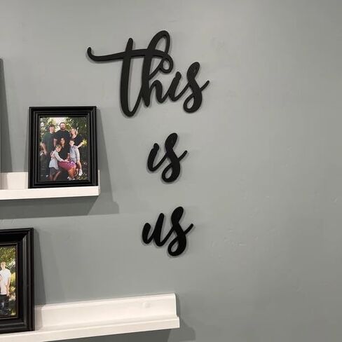 This Is Us Family Metal Wall Art Black 9.5" X 17" Couples Bedroom Decor Hanging Home Decoration Bathroom Living Room Wall Words Sign Large Letters House Wall Plaque Indoor Kitchen Wedding Wall Decorative Rustic Art Gifts (Black-2) in Saudi Arabia