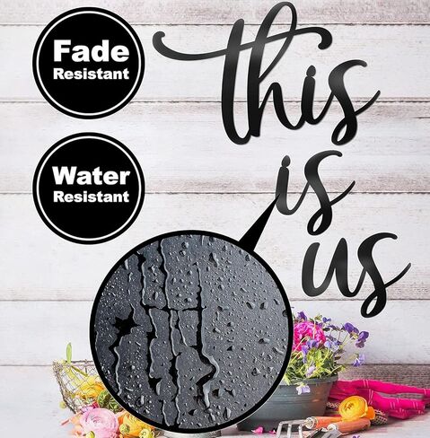 This Is Us Family Metal Wall Art Black 9.5" X 17" Couples Bedroom Decor Hanging Home Decoration Bathroom Living Room Wall Words Sign Large Letters House Wall Plaque Indoor Kitchen Wedding Wall Decorative Rustic Art Gifts (Black-2) in Saudi Arabia