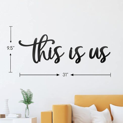 This Is Us Family Metal Wall Art Black 9.5" X 17" Couples Bedroom Decor Hanging Home Decoration Bathroom Living Room Wall Words Sign Large Letters House Wall Plaque Indoor Kitchen Wedding Wall Decorative Rustic Art Gifts (Black-2) in Saudi Arabia