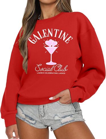 Galentine Party Sweatshirt Women Ladies Celebrating Ladies Shirt Galentine Girls Club Pullover Long Sleeve Tops in Kuwait