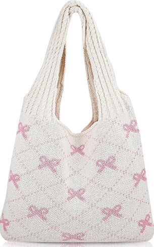 Beach Bags for Women Coquette Bow Bag Purse Cute Crochet Beach Tote Bag Boho Knit Shoulder Purses Travel Vacation in Saudi Arabia