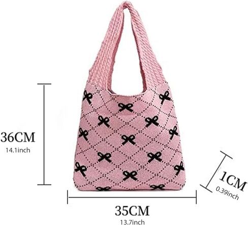 Beach Bags for Women Coquette Bow Bag Purse Cute Crochet Beach Tote Bag Boho Knit Shoulder Purses Travel Vacation in Saudi Arabia