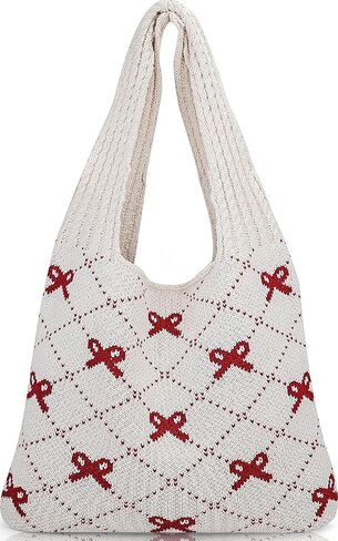 Beach Bags for Women Coquette Bow Bag Purse Cute Crochet Beach Tote Bag Boho Knit Shoulder Purses Travel Vacation in Saudi Arabia