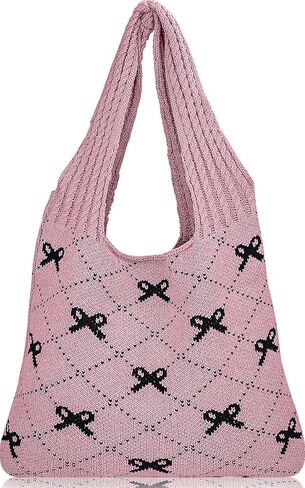 Beach Bags for Women Coquette Bow Bag Purse Cute Crochet Beach Tote Bag Boho Knit Shoulder Purses Travel Vacation in Saudi Arabia