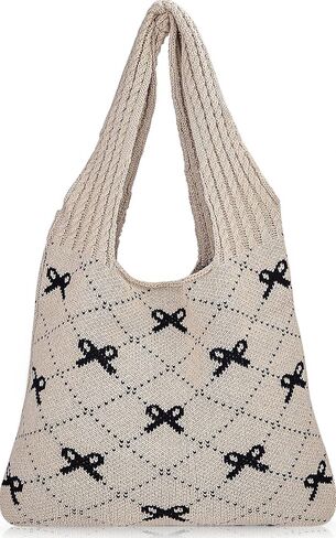 Beach Bags for Women Coquette Bow Bag Purse Cute Crochet Beach Tote Bag Boho Knit Shoulder Purses Travel Vacation in Saudi Arabia