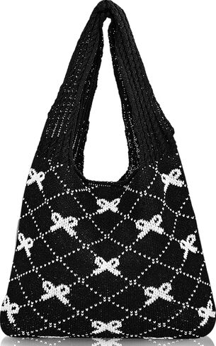 Beach Bags for Women Coquette Bow Bag Purse Cute Crochet Beach Tote Bag Boho Knit Shoulder Purses Travel Vacation in Saudi Arabia