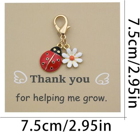 2 Pcs Ladybug Keychains, Fun & Stylish Bag Charms with Paper Cards — Animal & Floral Theme, Perfect for Gratitude Gifting in Saudi Arabia