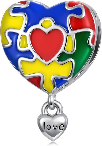 LONAGO Autism Awareness Charm Personalized Photo Picture Bead S925 Sterling Silver Customized Image Fit Snake Bracelet Jewelry for Autistic in Saudi Arabia