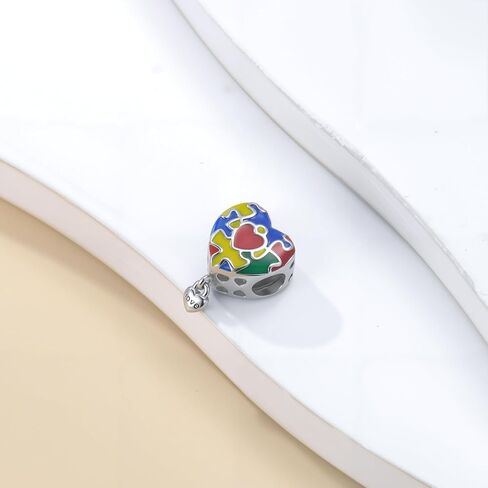 LONAGO Autism Awareness Charm Personalized Photo Picture Bead S925 Sterling Silver Customized Image Fit Snake Bracelet Jewelry for Autistic in Saudi Arabia