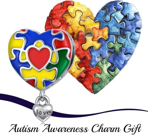 LONAGO Autism Awareness Charm Personalized Photo Picture Bead S925 Sterling Silver Customized Image Fit Snake Bracelet Jewelry for Autistic in Saudi Arabia