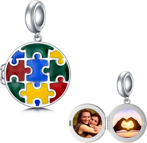 LONAGO Autism Awareness Charm Personalized Photo Picture Bead S925 Sterling Silver Customized Image Fit Snake Bracelet Jewelry for Autistic in Saudi Arabia
