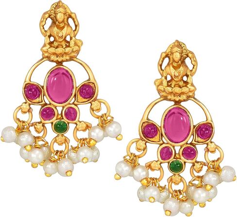 Aheli Bridal Lariya Pearl Kundan Bharatanatyam jewellery set with Temple Design Gift for Women in Saudi Arabia