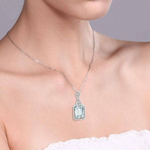 مجموعة أقراط متدلية من Gem Stone King مقلدة من الزبرجد على طراز آرت ديكو وقطع الزمرد مقاس 14 × 10 مم من الفضة الإسترليني عيار 925 | مع سلسلة فضية 18 بوصة | مجموعة مجوهرات للنساء in Saudi Arabia
