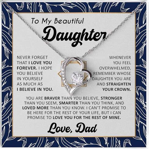 Christmas Gifts for Daughter - To My Daughter Necklace from Dad, Jewelry Gifts From Daddy on Graduation, Wedding Day, Present Ideas For Beautiful Daughters from Father, Birthday Gift for Daughters in Saudi Arabia