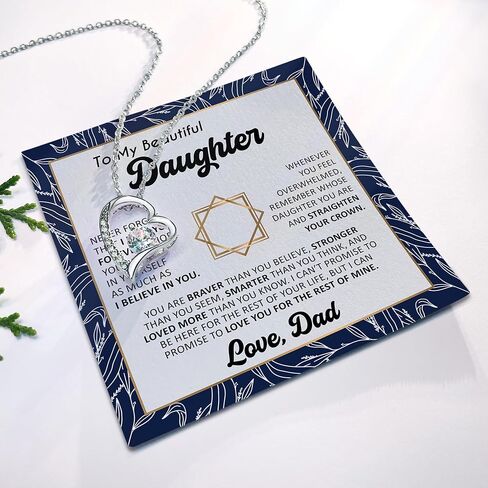 Christmas Gifts for Daughter - To My Daughter Necklace from Dad, Jewelry Gifts From Daddy on Graduation, Wedding Day, Present Ideas For Beautiful Daughters from Father, Birthday Gift for Daughters in Saudi Arabia