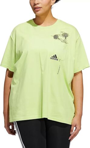 Adidas Women's Floral Plus Size Short Sleeve Graphic Tee, Pulse Lime in Saudi Arabia