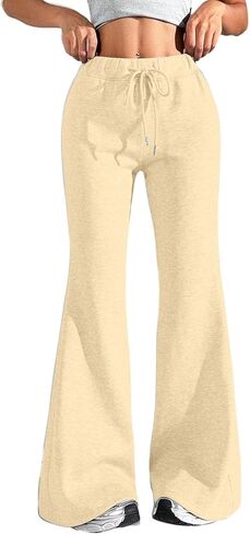 Godalithic مضيئة واسعة الساق Sweatpants المرأة عادية منخفضة الارتفاع Bootcut اليوغا السراويل لطيف Y2K جرس أسفل الفضفاضة ركض مع جيوب in Saudi Arabia