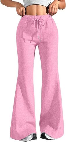 Godalithic مضيئة واسعة الساق Sweatpants المرأة عادية منخفضة الارتفاع Bootcut اليوغا السراويل لطيف Y2K جرس أسفل الفضفاضة ركض مع جيوب in Kuwait