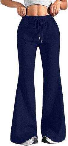 Godalithic مضيئة واسعة الساق Sweatpants المرأة عادية منخفضة الارتفاع Bootcut اليوغا السراويل لطيف Y2K جرس أسفل الفضفاضة ركض مع جيوب in Kuwait