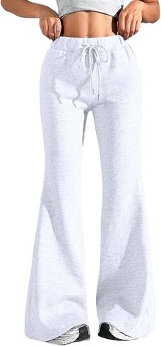 Godalithic مضيئة واسعة الساق Sweatpants المرأة عادية منخفضة الارتفاع Bootcut اليوغا السراويل لطيف Y2K جرس أسفل الفضفاضة ركض مع جيوب in Kuwait