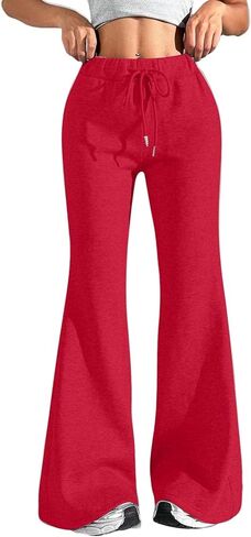 Godalithic مضيئة واسعة الساق Sweatpants المرأة عادية منخفضة الارتفاع Bootcut اليوغا السراويل لطيف Y2K جرس أسفل الفضفاضة ركض مع جيوب in Kuwait