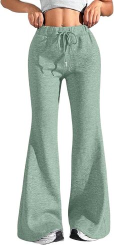Godalithic مضيئة واسعة الساق Sweatpants المرأة عادية منخفضة الارتفاع Bootcut اليوغا السراويل لطيف Y2K جرس أسفل الفضفاضة ركض مع جيوب in Kuwait
