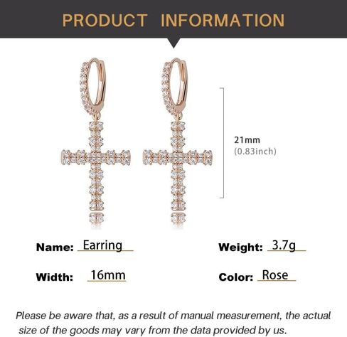 14K Gold over S925 Sterling Silver Charm Cross Earrings with Moissanite, Elegant Dangle & Drop Design, Beautiful Gift for Her in Saudi Arabia