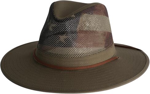 Henschel Hats - American Flag Print - Aussie Mesh Breezer - Packable Hat for Men & Women Sun Protection (Khaki, Medium) in Saudi Arabia