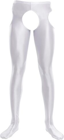 SEAUR Men's Sexy Oil Glossy Tights Pants Crotchless Footed Leggings Sheer Hollow Out Pantyhose in Saudi Arabia