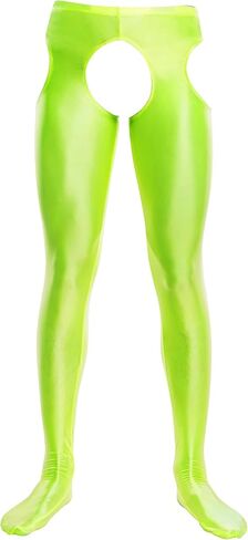 SEAUR Men's Sexy Oil Glossy Tights Pants Crotchless Footed Leggings Sheer Hollow Out Pantyhose in Saudi Arabia