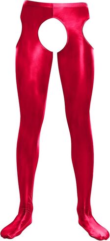 SEAUR Men's Sexy Oil Glossy Tights Pants Crotchless Footed Leggings Sheer Hollow Out Pantyhose in Saudi Arabia