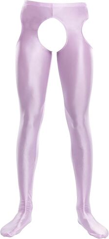 SEAUR Men's Sexy Oil Glossy Tights Pants Crotchless Footed Leggings Sheer Hollow Out Pantyhose in Saudi Arabia