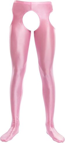 SEAUR Men's Sexy Oil Glossy Tights Pants Crotchless Footed Leggings Sheer Hollow Out Pantyhose in Saudi Arabia