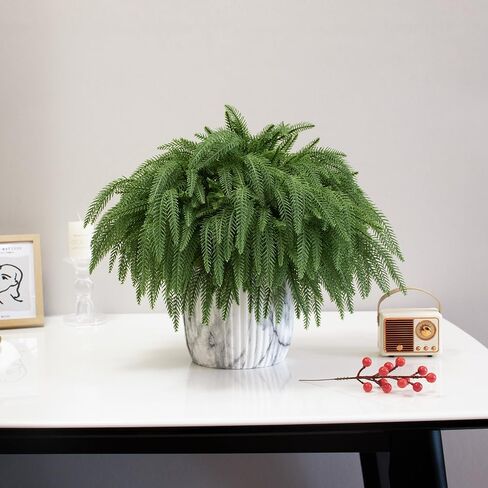 SENCID 12 Pcs Christmas Norfolk Pine Branches - 18" Artificial Norfolk Branch Faux Stem Greenery Pine Picks for Vase DIY Crafts Christmas Garland Wreath Making Home Decor in Saudi Arabia