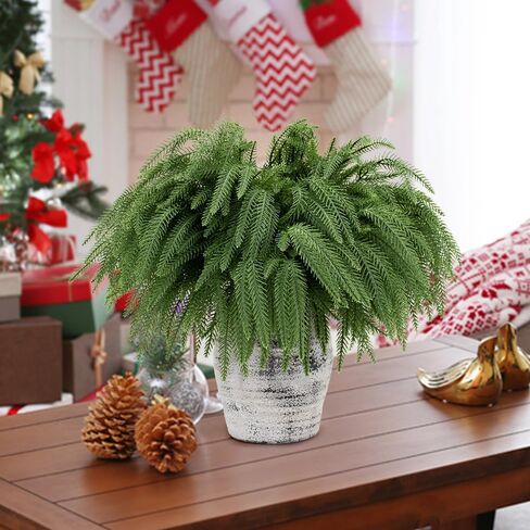 SENCID 12 Pcs Christmas Norfolk Pine Branches - 18" Artificial Norfolk Branch Faux Stem Greenery Pine Picks for Vase DIY Crafts Christmas Garland Wreath Making Home Decor in Saudi Arabia