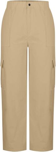 High Waisted Cargo Pants for Women 2026 Trendy Elastic Waisted Lightweight Wide Leg Baggy Pants with Pockets in Saudi Arabia