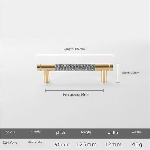 Kitchen Cabinet Doors Drawer Handles Wardrobe Decoration Furniture Hardware(Gold Grey,125 * 32 * 96mm) in Saudi Arabia