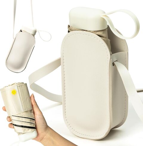 Mini Travel Folding Umbrella - Small Compact Sun Retractable Umbrella with Case, Lightweight Portable UPF 50+ Rain UV Protection Windproof Parasol for Pocket Backpack Women Girls Lady in Kuwait