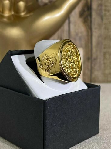 Shop-iGold Virgin Mary Ring for Men Handmade Religious Iced Out Band 14k Real Gold Finish Stainless Steel Size 6-13 in Saudi Arabia