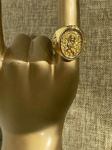 Shop-iGold Virgin Mary Ring for Men Handmade Religious Iced Out Band 14k Real Gold Finish Stainless Steel Size 6-13 in Saudi Arabia