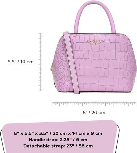 Radley London Liverpool Street 2.0 Mini Leather Zip-Top Grab Satchel Crossbody Bag Pink in Saudi Arabia