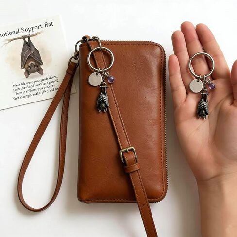 Busplhe Emotional Support Bat Keychain Silver Inspirational Keychains Best Friend GothicKeychain Trendy Jewelry Gifts in Saudi Arabia