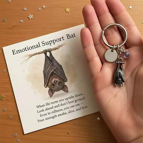 Busplhe Emotional Support Bat Keychain Silver Inspirational Keychains Best Friend GothicKeychain Trendy Jewelry Gifts in Saudi Arabia
