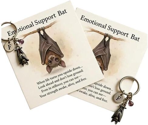Busplhe Emotional Support Bat Keychain Silver Inspirational Keychains Best Friend GothicKeychain Trendy Jewelry Gifts in Saudi Arabia