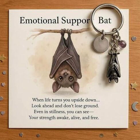 Busplhe Emotional Support Bat Keychain Silver Inspirational Keychains Best Friend GothicKeychain Trendy Jewelry Gifts in Saudi Arabia