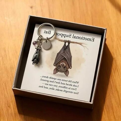 Busplhe Emotional Support Bat Keychain Silver Inspirational Keychains Best Friend GothicKeychain Trendy Jewelry Gifts in Saudi Arabia