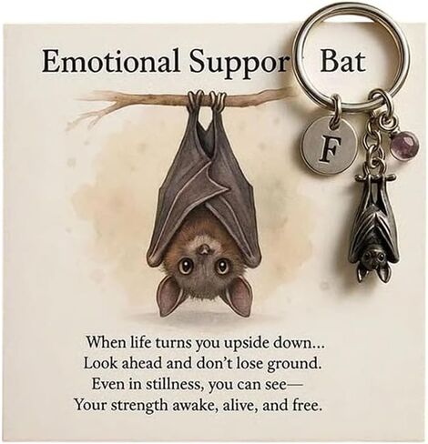 Busplhe Emotional Support Bat Keychain Silver Inspirational Keychains Best Friend GothicKeychain Trendy Jewelry Gifts in Saudi Arabia