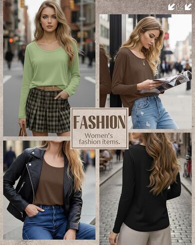 Neer 3 Pack Scoop Neck Long Sleeve Tops for Women, Loose Fit T-shirts Casual Fall Layer Trendy Basic Tees for Ladies in Saudi Arabia
